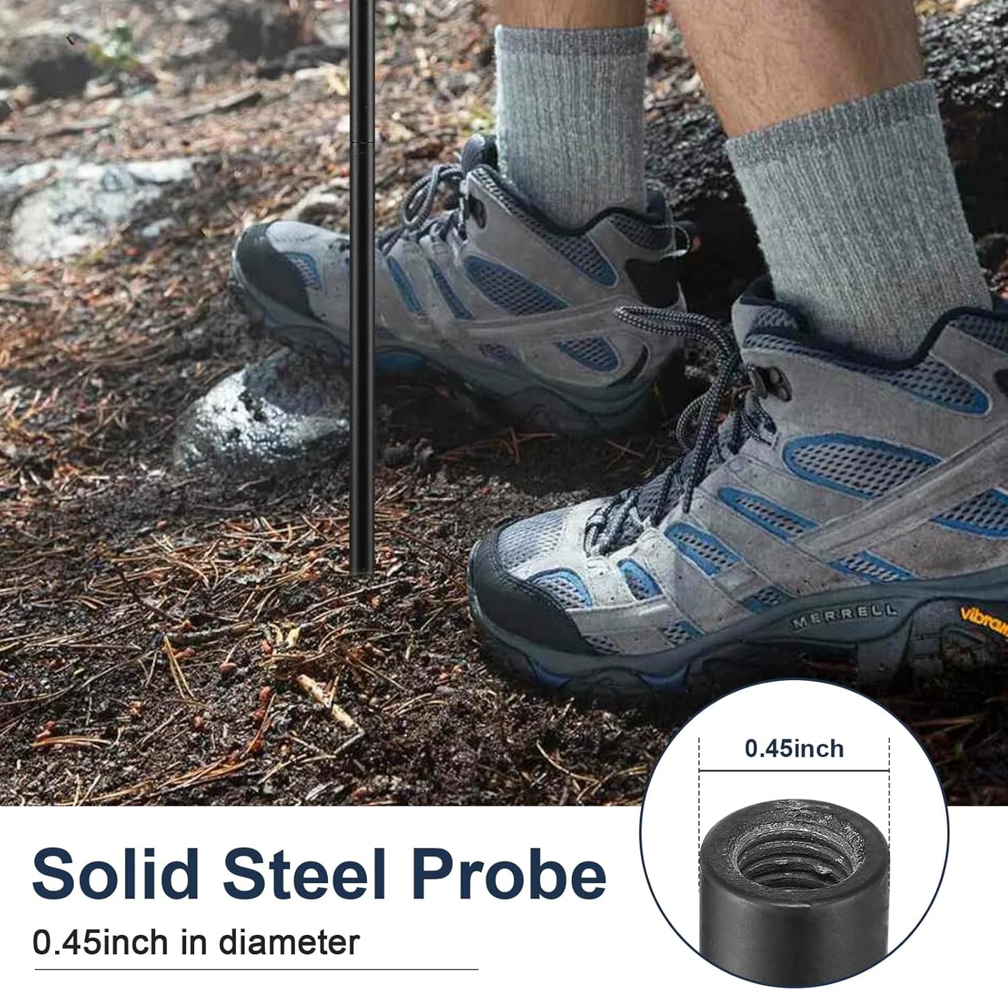 Soil Probe Rod, 48 Inch Metal Septic Tank Locator Tool, Ground Probe Rod for Soil Compaction, Locating Underground Pipes and Gopher Runs, Gardening