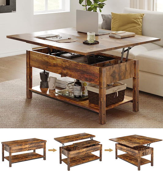 NEW - FABATO Lift Top Coffee Table, 4-in-1 Convertible Coffee Table with Storage - Retail $250