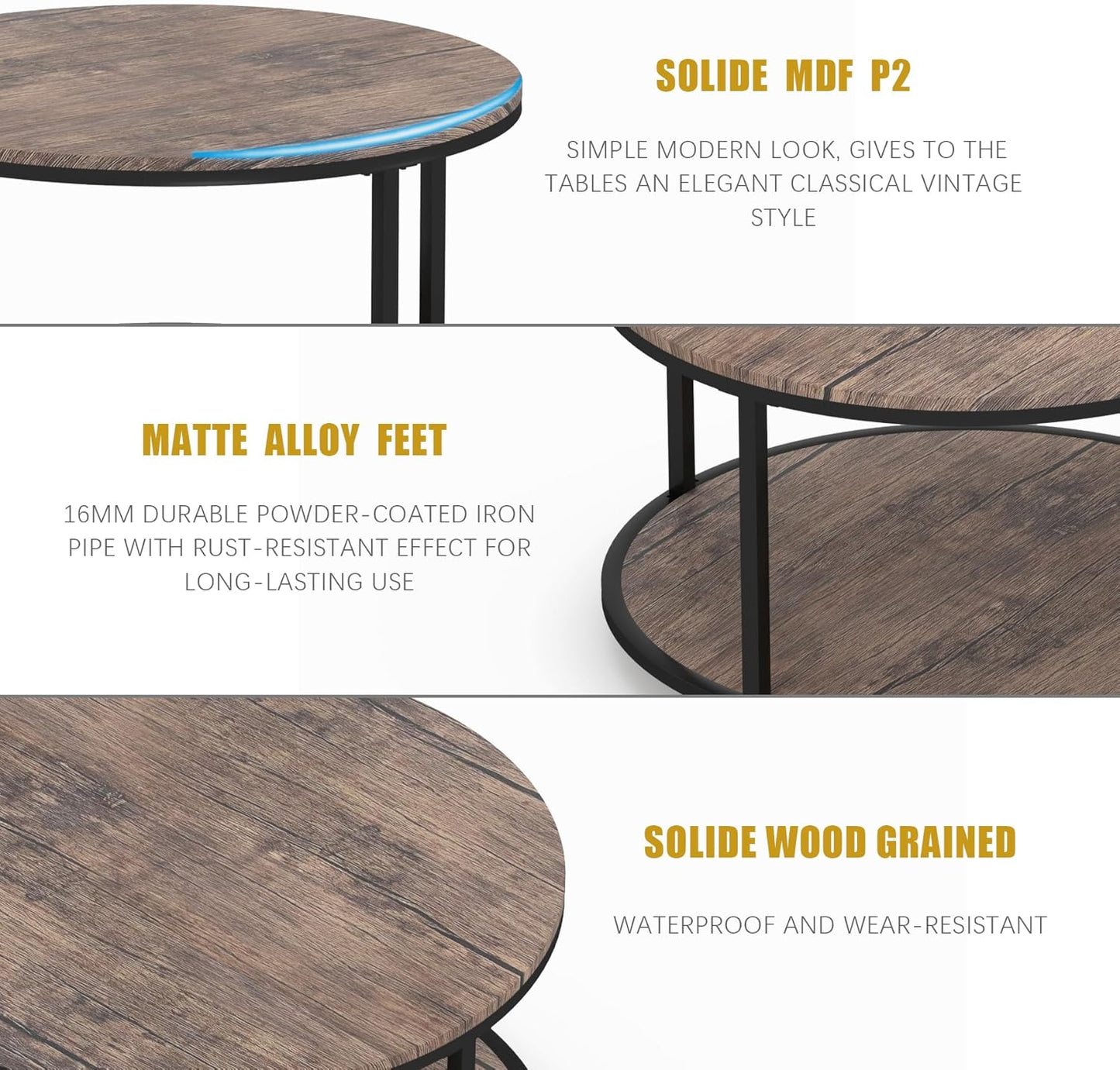 NSdirect Round Coffee Table, 25.6" Small Wood Coffee Table for Living Room, Rustic Modern Farmhouse Style, 2-Tier Storage Shelf Compact Space-Saving Design for Small Spaces(Dark Walnut) - Retail $89