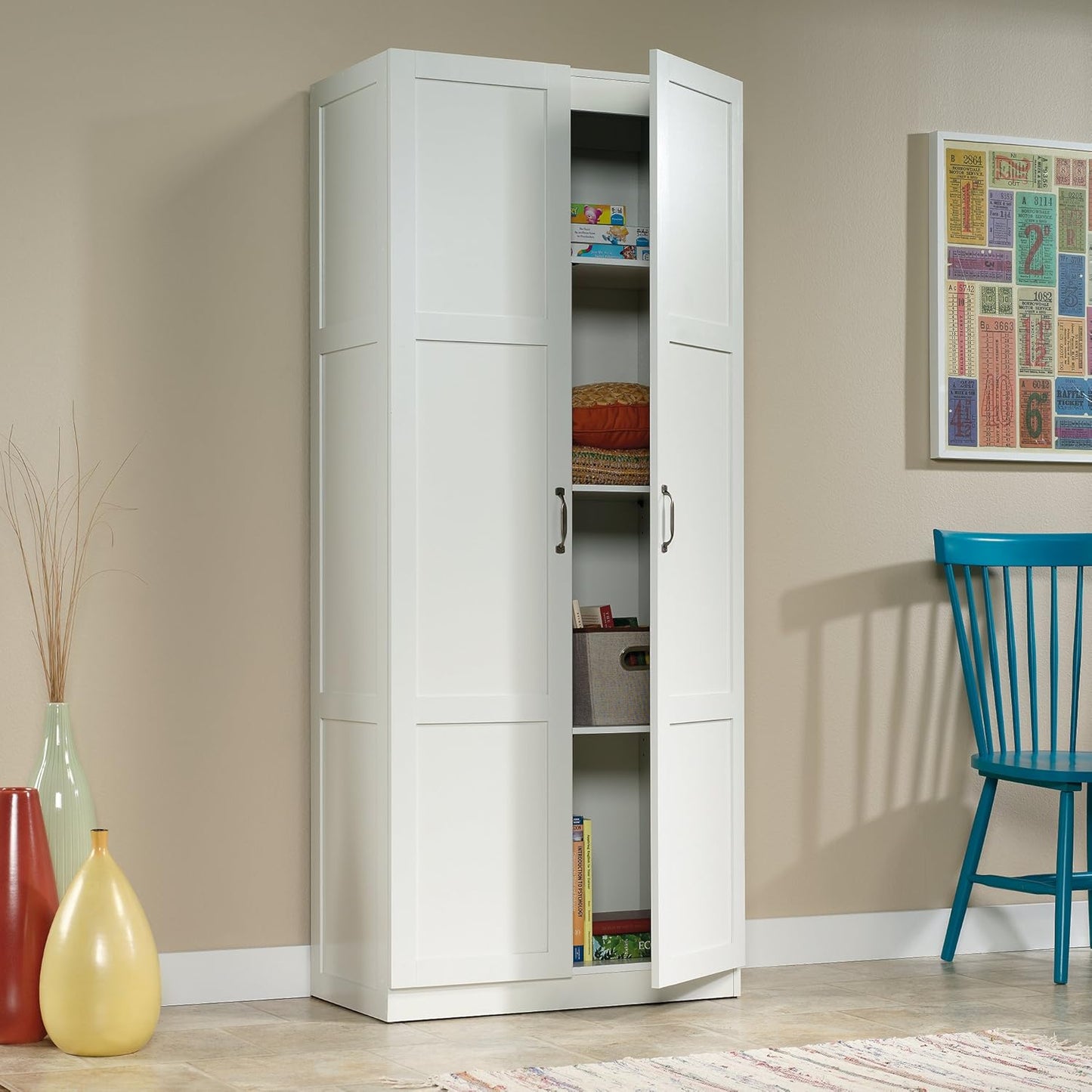 NEW - Sauder Select Storage Cabinet/ Pantry cabinets, White finish - Retail $249