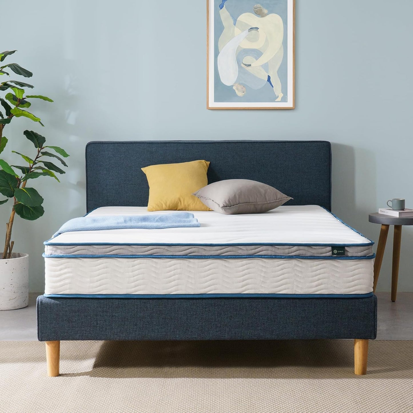 NEW - ZINUS 10 Inch Queen Spring Sensation Hybrid Mattress [New Version], Queen, Fiberglass free, Medium Firmness, Durable Support, Certified Safe Foams & Fabric, Mattress in A Box - Retail $239