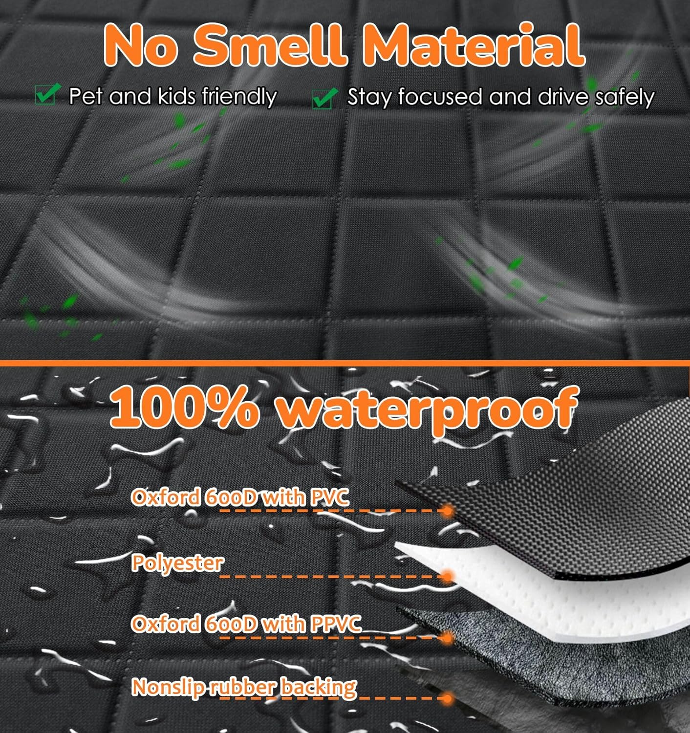 URPOWER Dog Car Seat Cover for Pets 100% Waterproof Hammock 600D Heavy Duty Scratch Proof Nonslip Durable Soft Back Seat Covers for Cars Trucks and SUVs