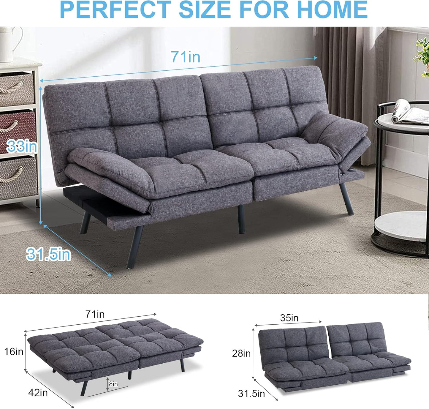 Opoiar FA-DGY-New Sofabed, Dark Grey - Retail $219