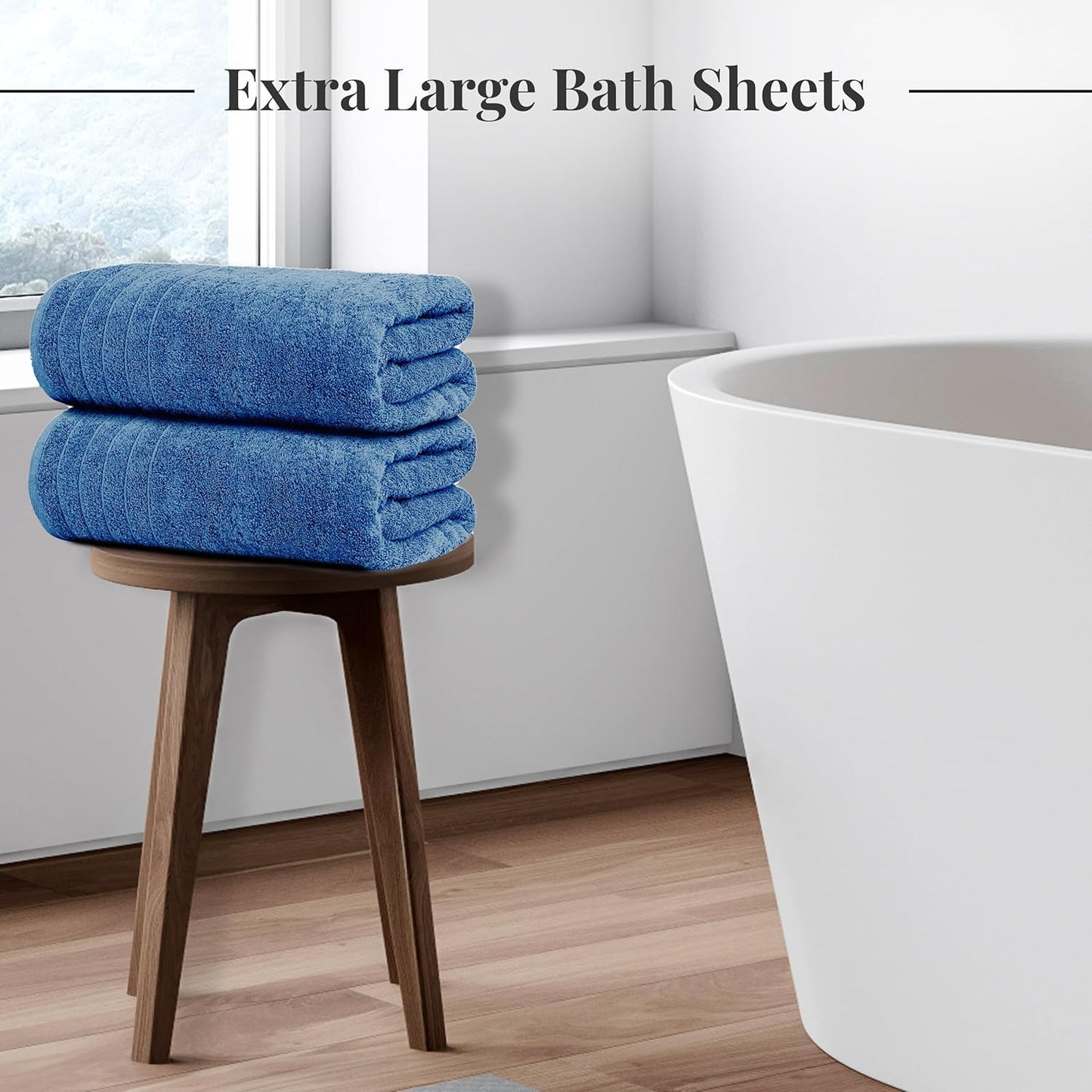 Tens Towels Pack of 2 Extra Large Bath Sheets 35 x 70 Inches, 100% Cotton, Larger & Lighter Weight, Quicker to Dry, Super Soft & Absorbent, Oversized Bath Towels, Blue