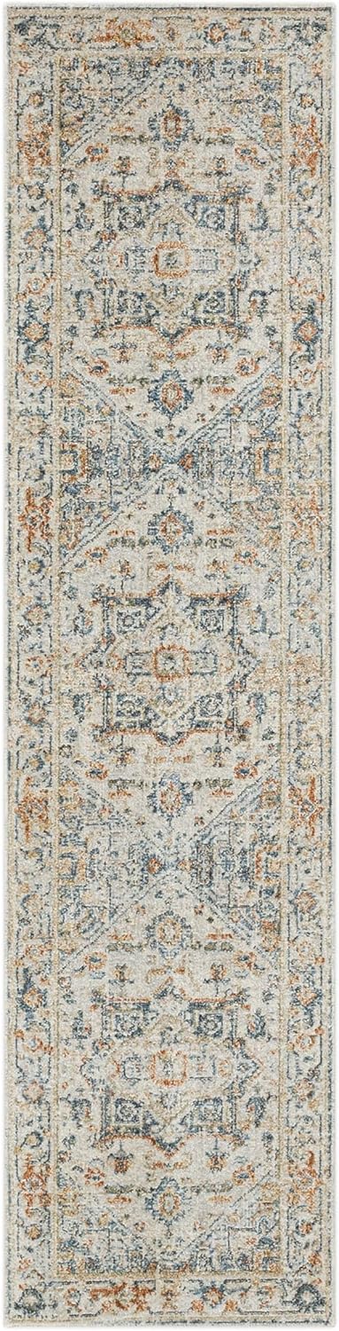 NEW - Mohawk Home Cassandra Abstract Geometric, Ornamental Denim Blue 2' x 10' Area Rug Perfect for Living Room, Dining Room, Office - Retail $28