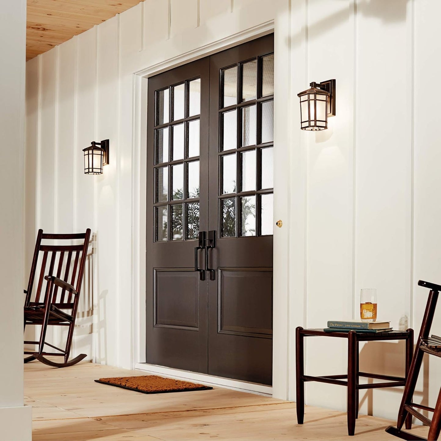 NEW - Kichler Cameron 10.75" 1 Light Outdoor Wall Light with Etched Linen Glass in Prairie Rock - Retail $99