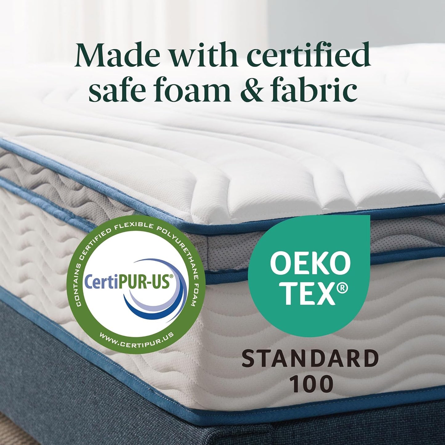 NEW - ZINUS 10 Inch Queen Spring Sensation Hybrid Mattress [New Version], Queen, Fiberglass free, Medium Firmness, Durable Support, Certified Safe Foams & Fabric, Mattress in A Box - Retail $239