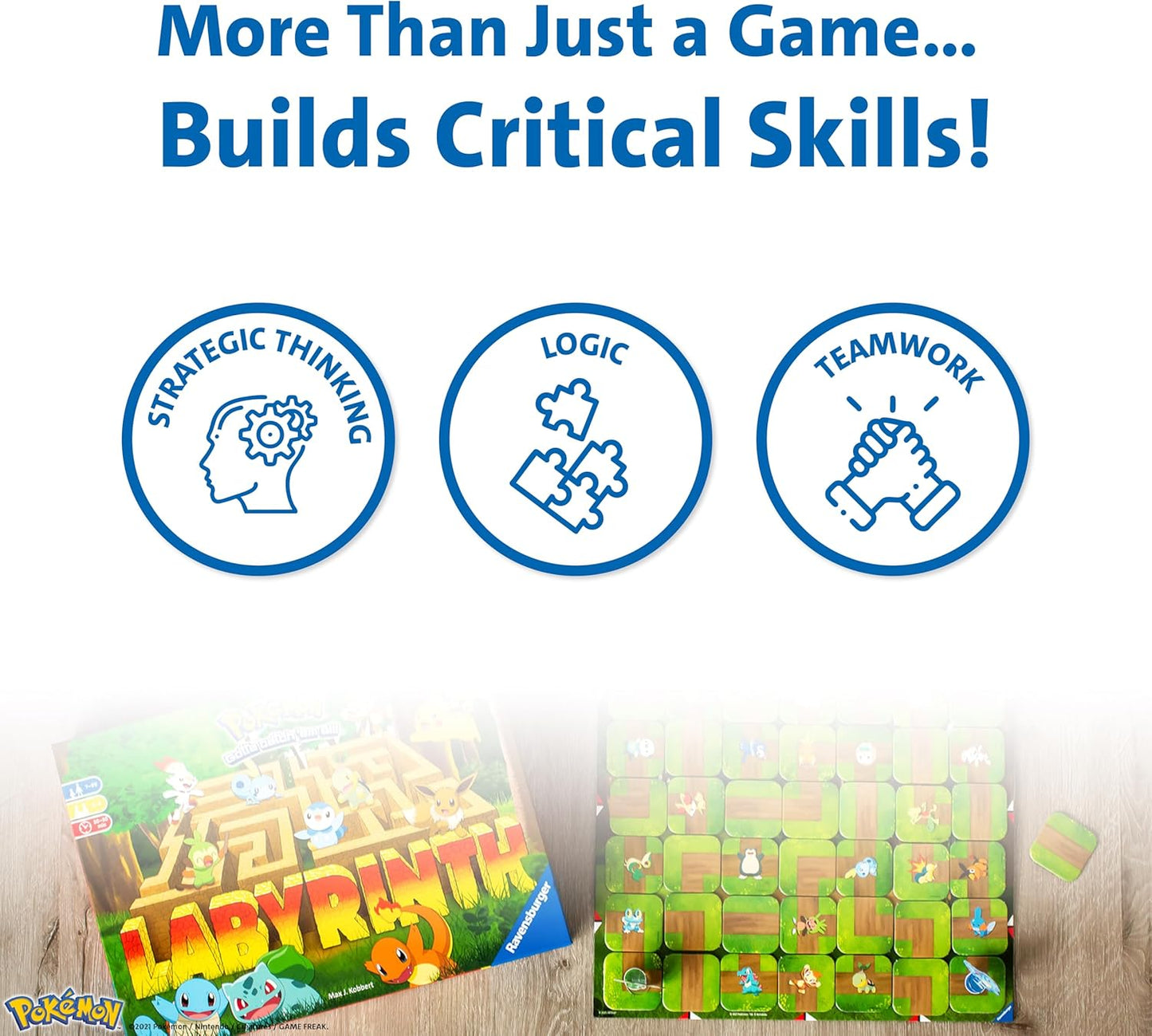 Ravensburger Labyrinth Pokémon Board Game – A Strategic Maze Adventure for Family Nights & Pokémon Parties – Includes Pikachu, Bulbasaur, and More – Great Birthday Gift for Kids Ages 7 and Up