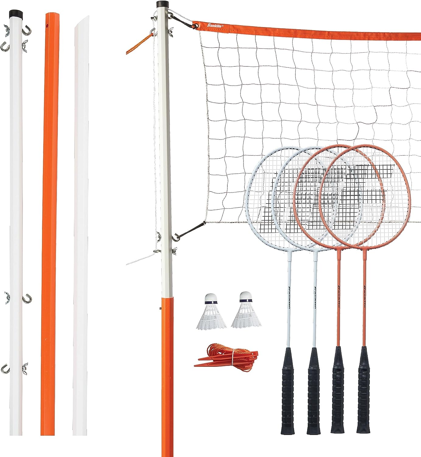 NEW - Franklin Sports Badminton Set - Backyard Badminton Net Set - Rackets and Birdies included - Backyard or Beach Badminton Set - Starter Set - Retail $62