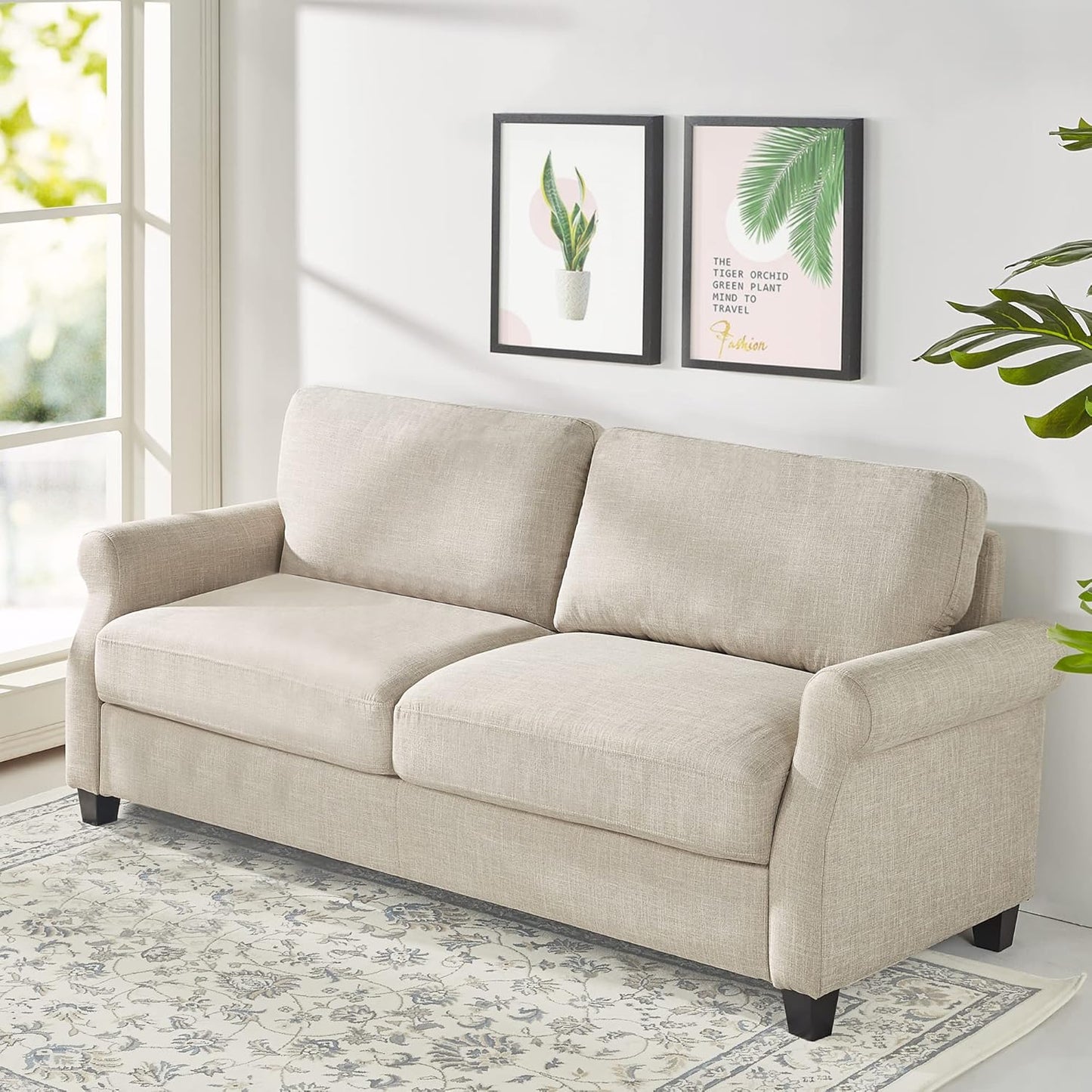 NEW - ZINUS Josh Sofa Couch, Easy, Tool-Free Assembly, Beige - Retail $425