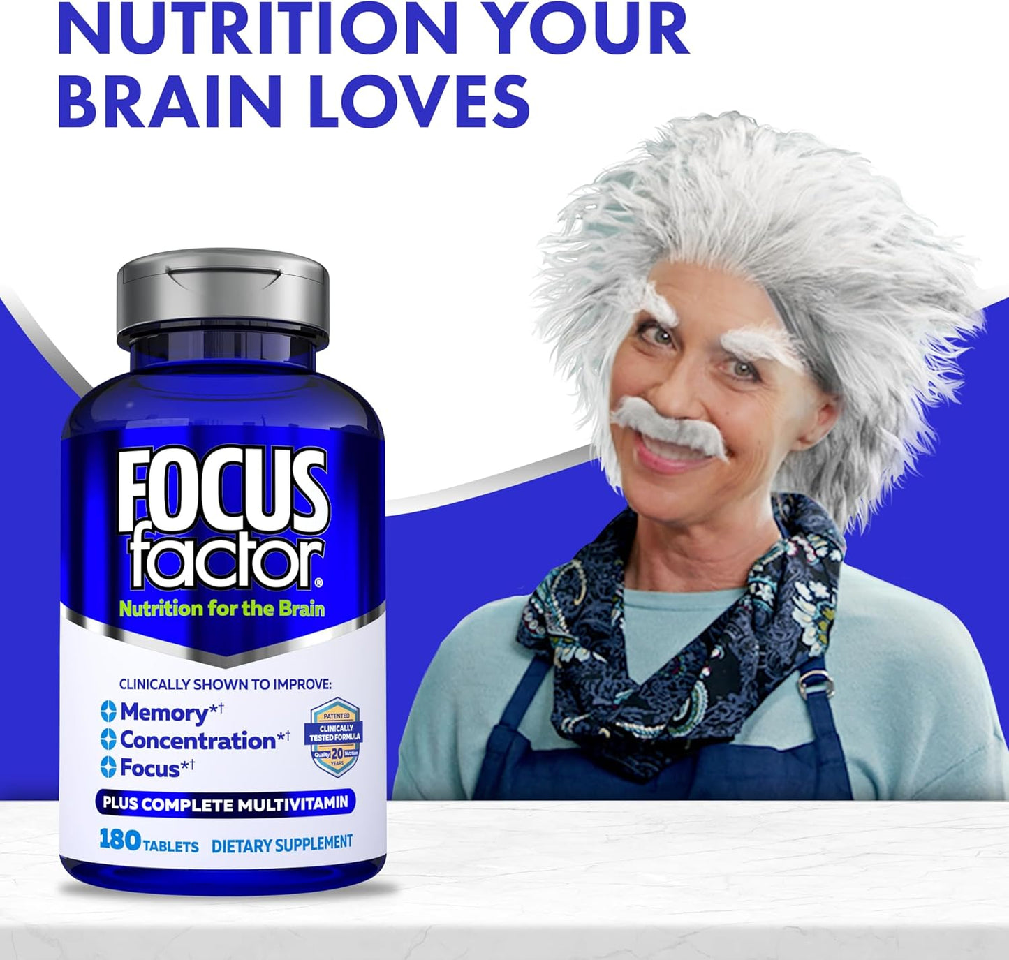 Focus Factor Brain Supplement Multivitamin Improve Memory and Clarity Boost Concentration Neuro Energy Learning Reasoning for Men and Women 180 Tablets
