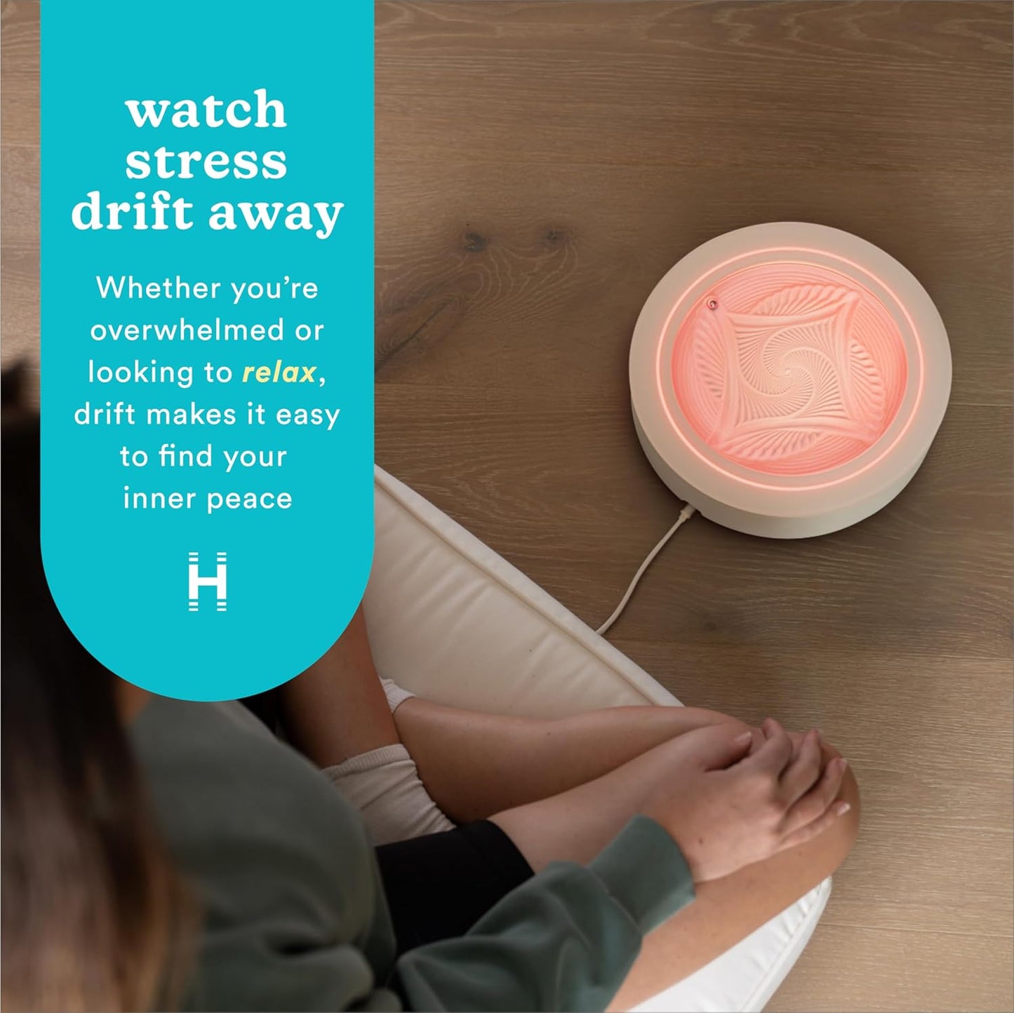 Homedics 11” Drift Sandscape, Compact Size, Zen Garden, Meditation Accessories, Decorative Sandscape, Smart LED Lighting, Wi-Fi Enabled (Cream)