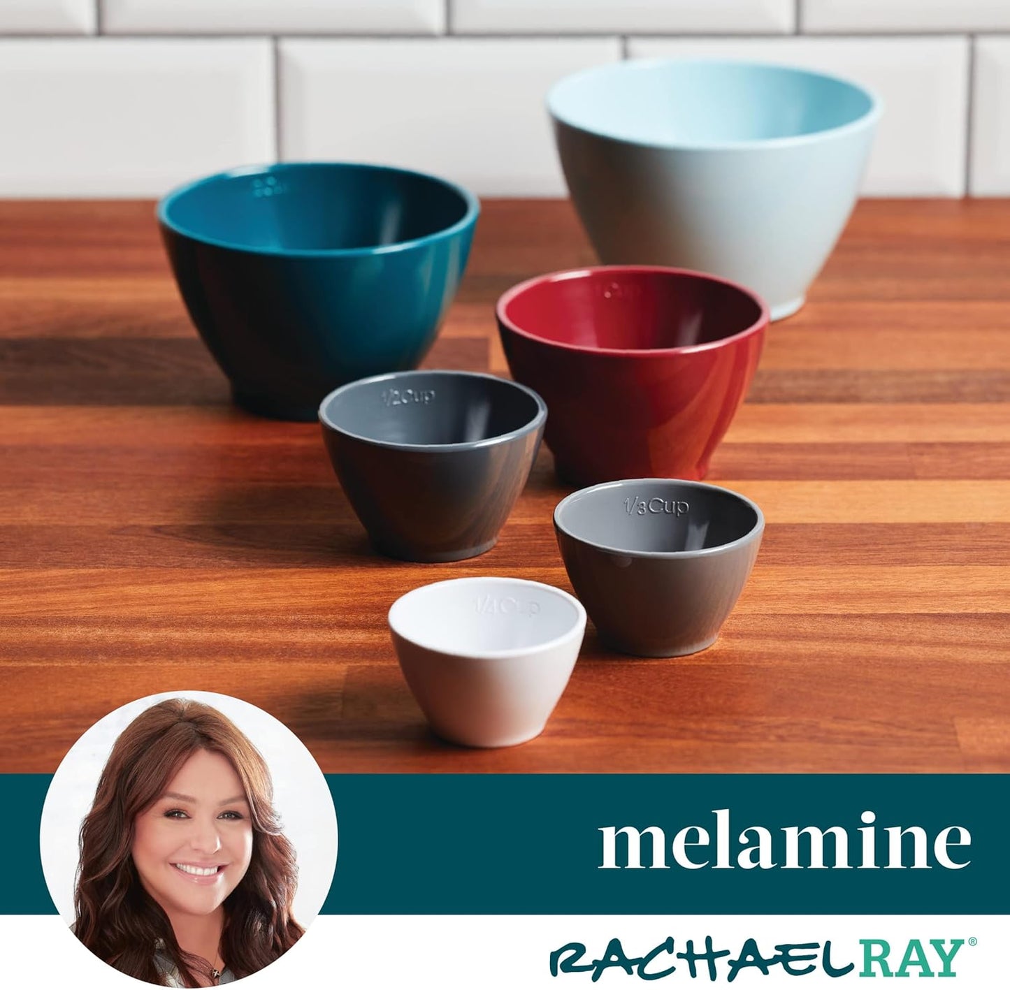 Rachael Ray Tools and Gadgets Nesting/Stackable Measuring Cups Set, 6 Piece - Assorted Colors