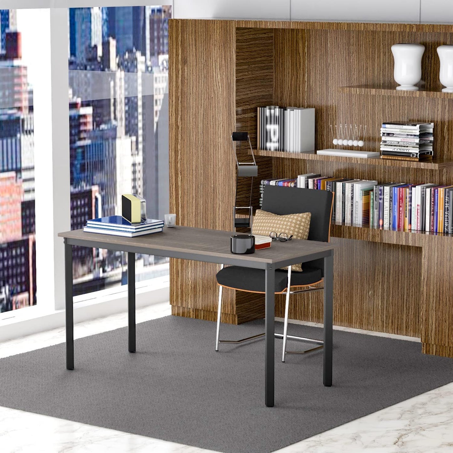 NEW - Anivia Small Computer Desk 39.37 inch Writing Table Wooden Desk Home Office Desk with Metal Legs for Students PC Laptop Workstation, Black Oak - Retail $59