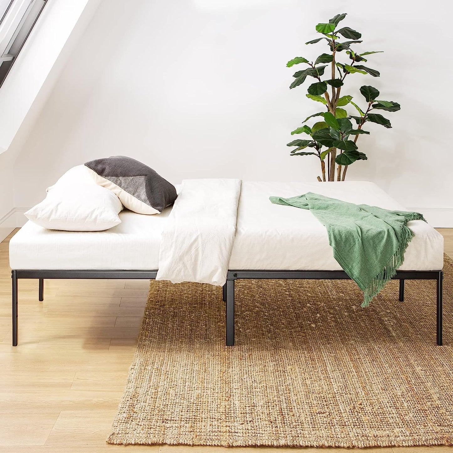 NEW - Best Price Full 14 Inch Metal Platform Beds w/Heavy Duty Steel Slat Mattress Foundation (No Box Spring Needed), Black - Retail $79