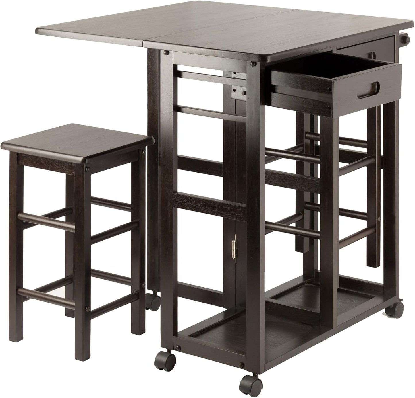 Winsome Suzanne 3-PC Set Space Saver Kitchen, Coffee Finish, 29.61x29.13x32.76 - Retail $150