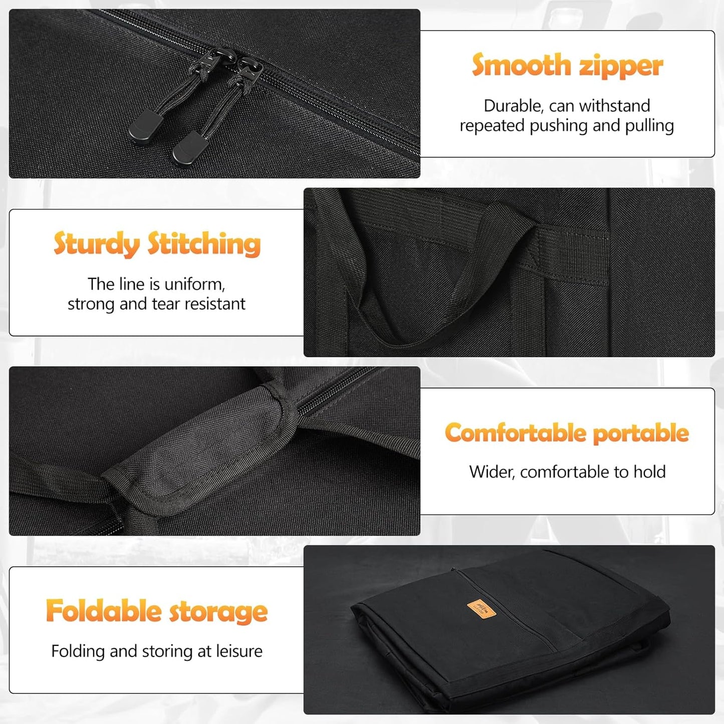 47 inch Foldable Oversized Zipper Duffel Bag, Travel Outdoor Camping Bag, Sports Equipment Storage Bag, Waterproof and Scratch Resistant, Black