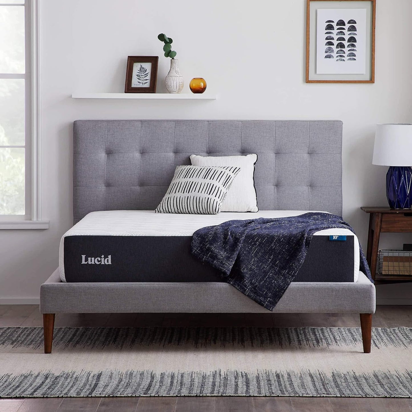 NEW - LUCID 10 Inch QUEEN Memory Foam Mattress - Medium Feel - Bamboo Charcoal and Gel Infusion - Hypoallergenic - Bed in a Box - Temperature Regulating - Pressure Relief - Breathable - Queen Size - Retail $339
