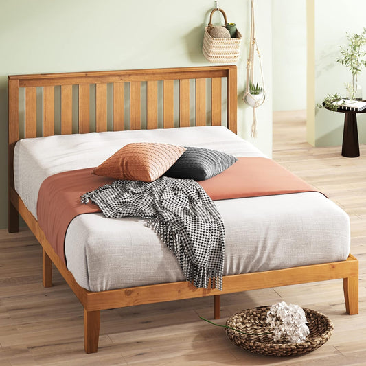 NEW - ZINUS Alexia Wood Platform Bed Frame with headboard, Solid Wood Foundation with Wood Slat Support, No Box Spring Needed, Easy Assembly, Rustic Pine, Full - Retail $271