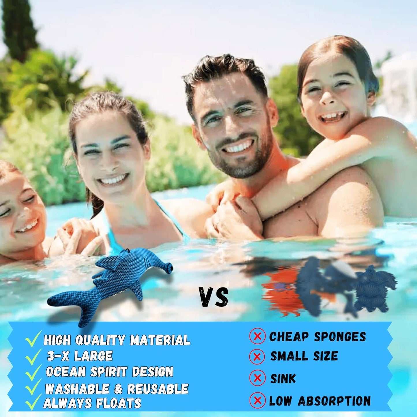 Sunishi Hot Tub Scum Absorber Reusable Hot Tub Sponge, Hot Tub Cleaner, scum Absorber for spa hot tub, hot tub Cleaner for Inside Surface, Essential hot tub Accessories for Adults & Kids, 2-Pack.