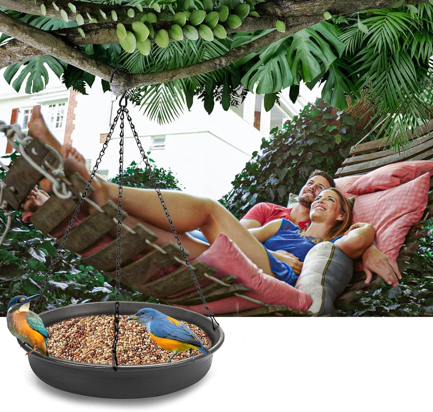 Hanging Bird Bath Hanging Bird-Feeder - CARGEN Garden BirdBath Tray Wildlife Feeder Plate Water Bowl or Water Bowl for Outdoors Garden Patio Decoration