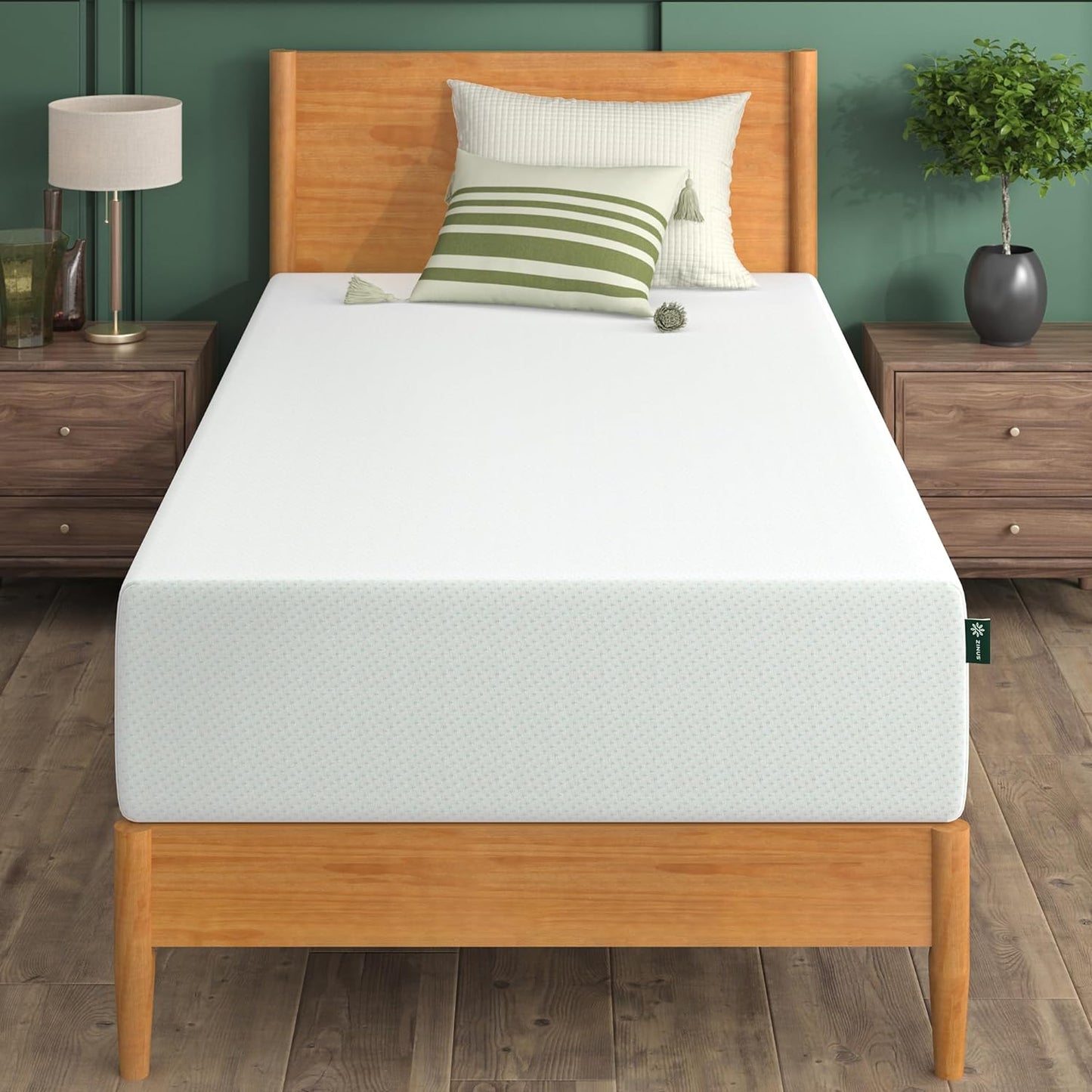 ZINUS 12 Inch TWIN Green Tea Memory Foam Mattress, Fiberglass Free, Patented Custom Contour Support, Sturdy Base Foam, CertiPUR-US Certified, Bed-in-a-box, Twin, White - Retail $225
