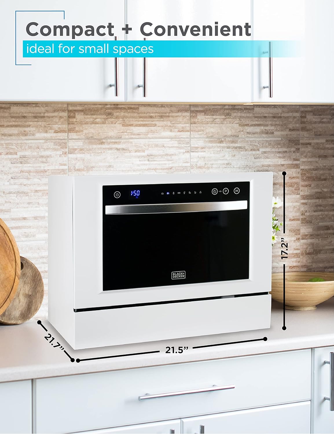 NEW w/dmg - BLACK+DECKER BCD6W Compact Countertop Dishwasher, 6 Place Settings, White - Retail $369