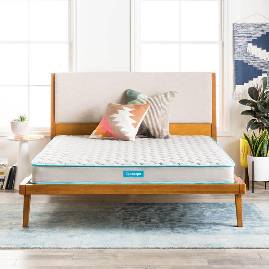NEW - Linenspa QUEEN 6 Inch Mattress - Firm Feel - Bonnell Spring with Foam Layer - Mattress in a Box - Youth or Kids Bed - Guest Bedroom - Durable and Breathable Support - Affordable - Queen Size - Retail $136