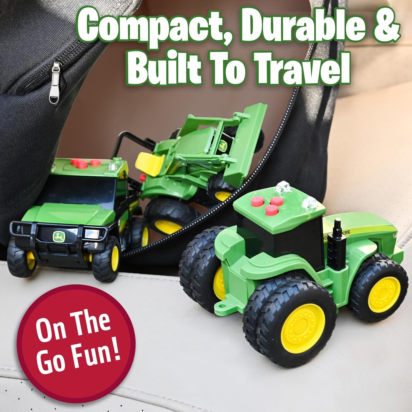 John Deere 3-Pack Set Lights and Sound Realistic 5" Farm Vehicles, 7R Series Tractor, 6105M Tractor and Gator