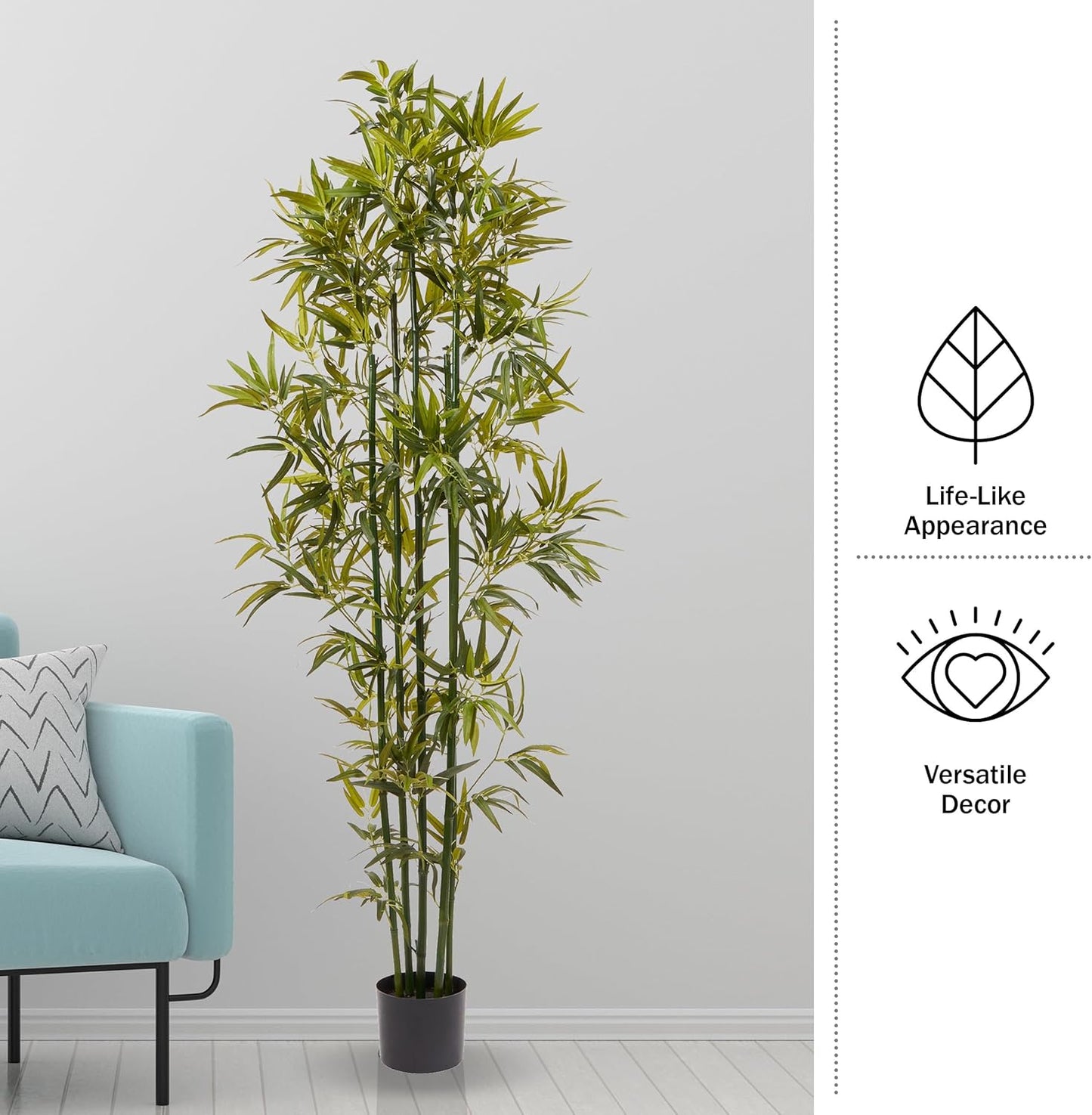 Artificial Bamboo Tree - 6FT Fake Plant with Adjustable Leaves and Pot - Faux Plants Indoor for Home, Restaurant, or Office Décor by Pure Garden