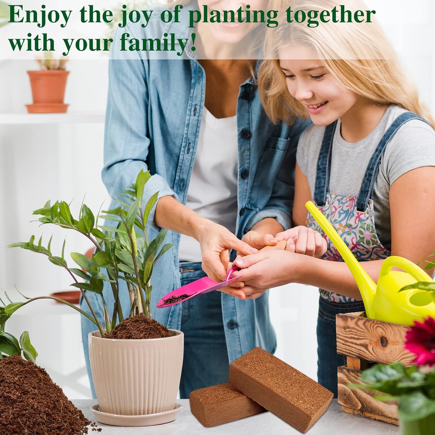 ZeeDix 9 Pack Premium Coco Coir Brick, Organic Compressed Coconut Coir Bricks Seed Starter Potting Soil for Plants, Coconut Fiber Substrate with Low EC & pH Balance for Gardening Flower Herbs