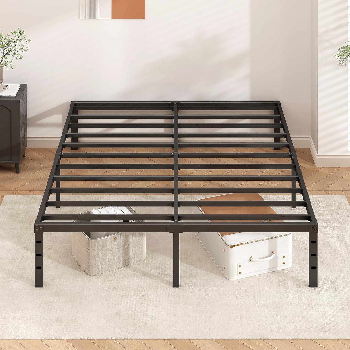 Metal Platform Bed Frame 14 Inch Tall,No Box Spring Needed,Queen Size Bed with Heavy Duty Strong Support Slats,Easy to Assemble,Black - Retail $50