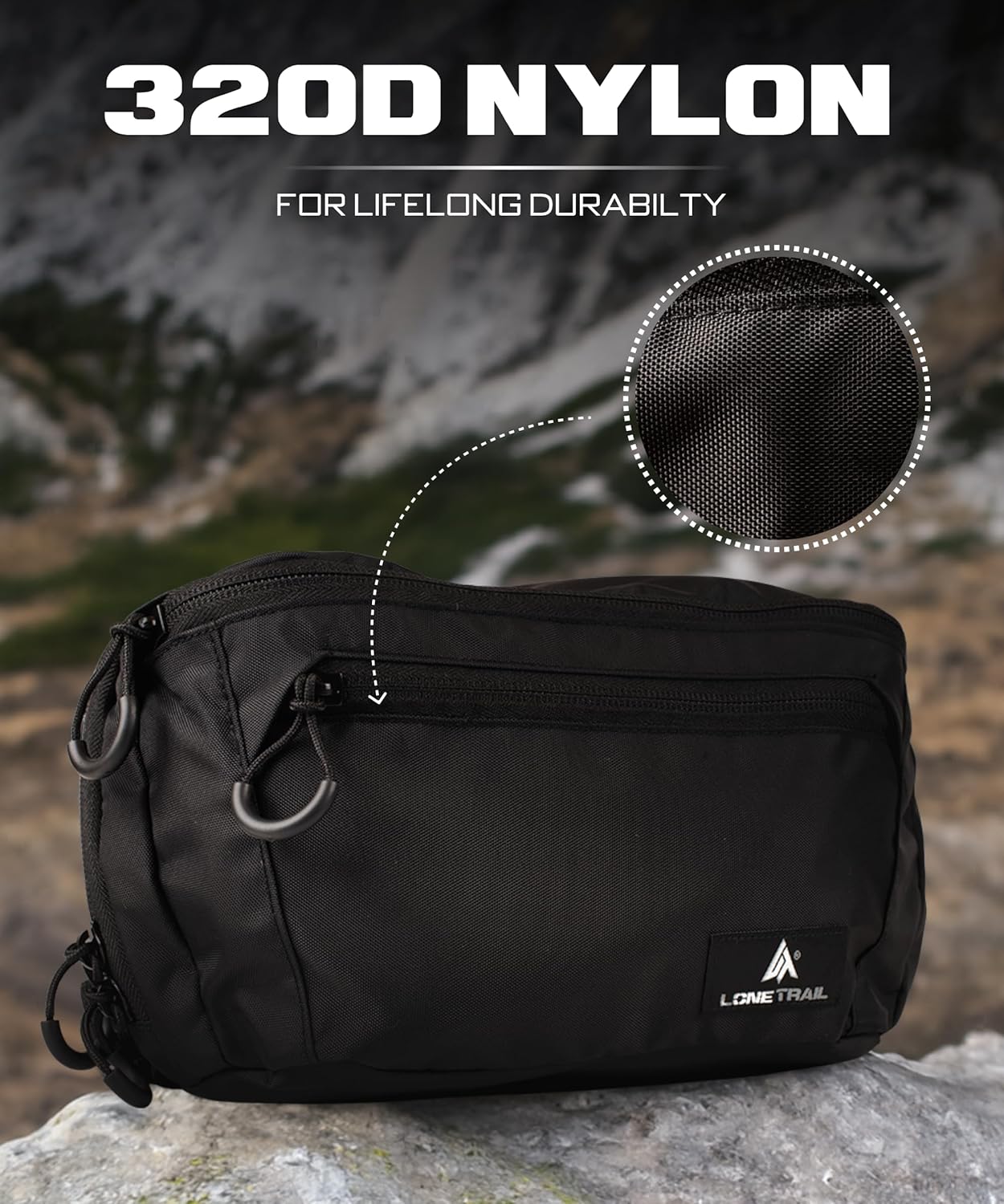 Lone Trail Large Concealed Carry Fanny Pack for Men | Adjustable ccw fanny pack for Men & Women for Hiking and Travel, Quick Access Back Pockets - Tactical Waist Packs - Utility Holder & Extra Strap