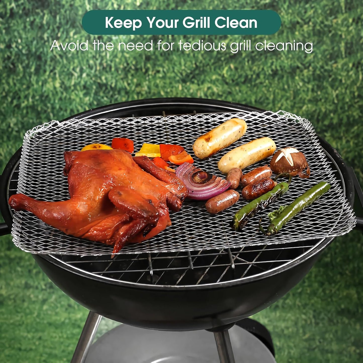 Grill Topper, Grill BBQ Disposable Grill Toppers, 10 Pack Grill Topper for Outdoor Grill Disposable Grilling Liners Prevent Food from Falling Through Grill Grates - 15.3x12 Inch