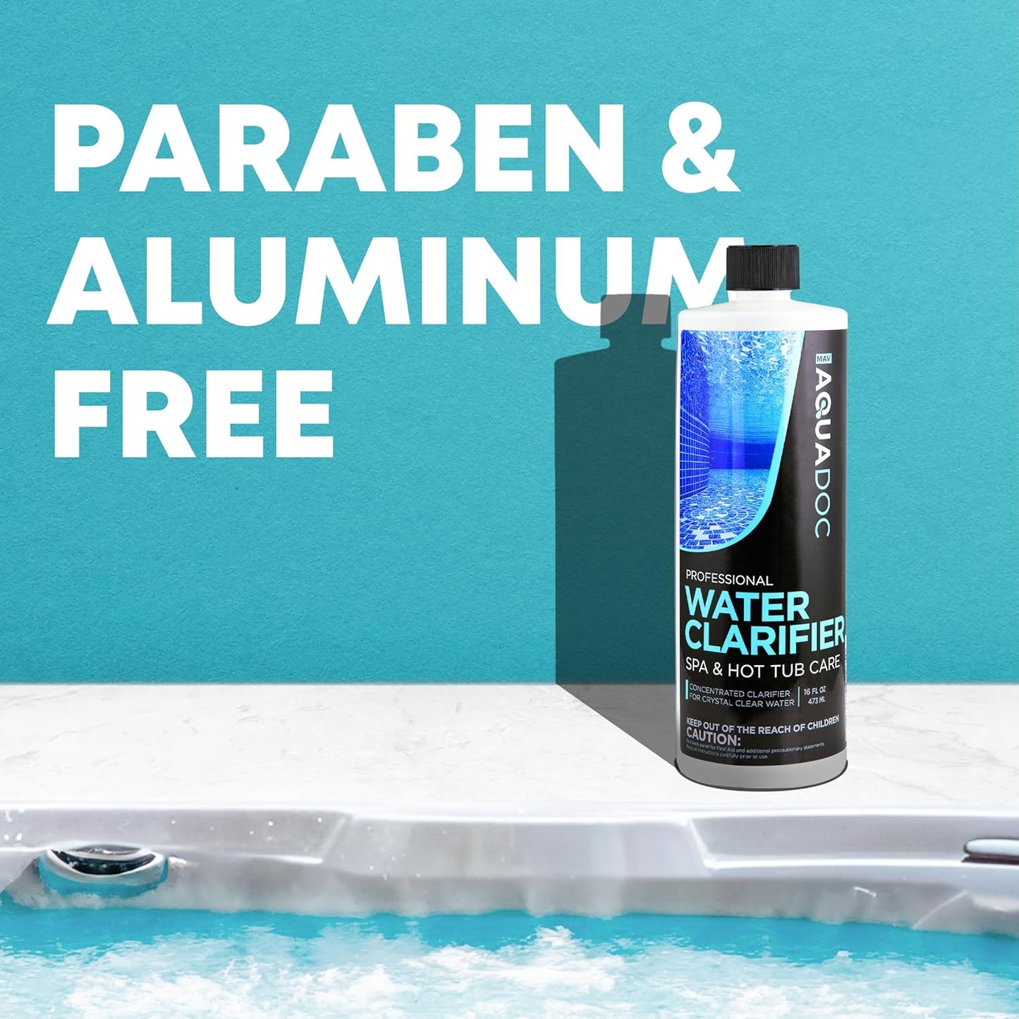 Spa Clarifier & Hot Tub Clarifier for Fast Acting Cloudy Water Treatment, The Spa Clarifier Hot Tub Owners Love, Use Our Hot Tub Water Clarifier to Keep Your Spa Clear & Balanced - MAV AquaDoc 16oz