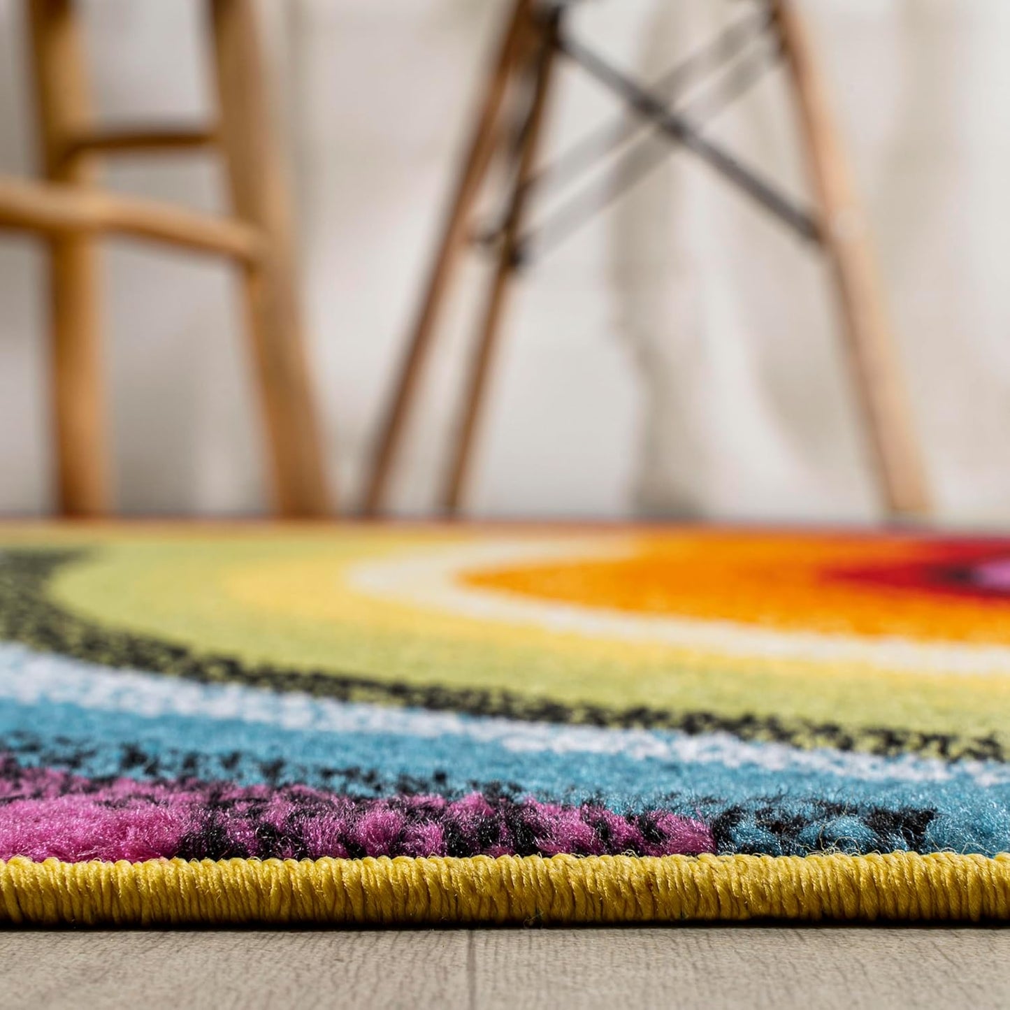 JONATHAN Y Flow Abstract Swirl Indoor Area Rug 5x8, Red/Yellow/Blue, Modern, Coastal, Easy-Cleaning for Living Room, Bedroom, Kitchen, Pet Friendly, Non-Shedding (DZC100A-5)