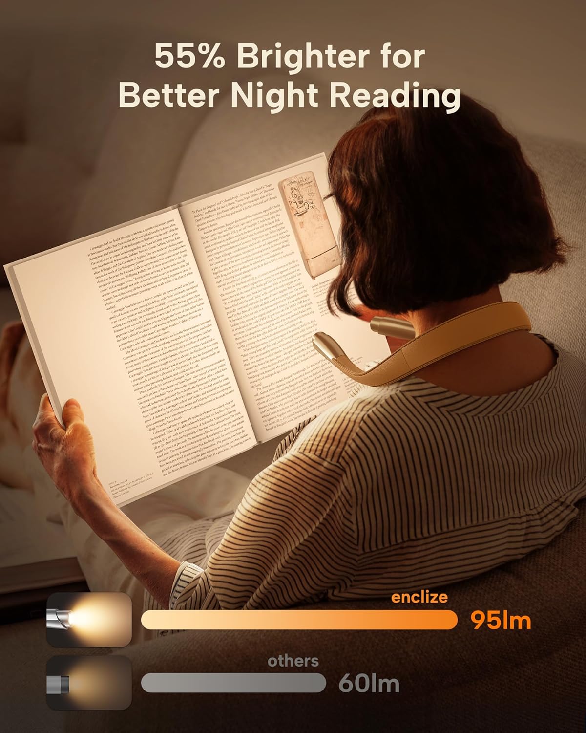 LED Neck Reading Light, Book Light for Reading in Bed, 3 Colors, 9 Brightness Levels, Lightweight Comfortable Design, Long Lasting, Perfect for Knitting,Crafting,Camping,Gold Rose