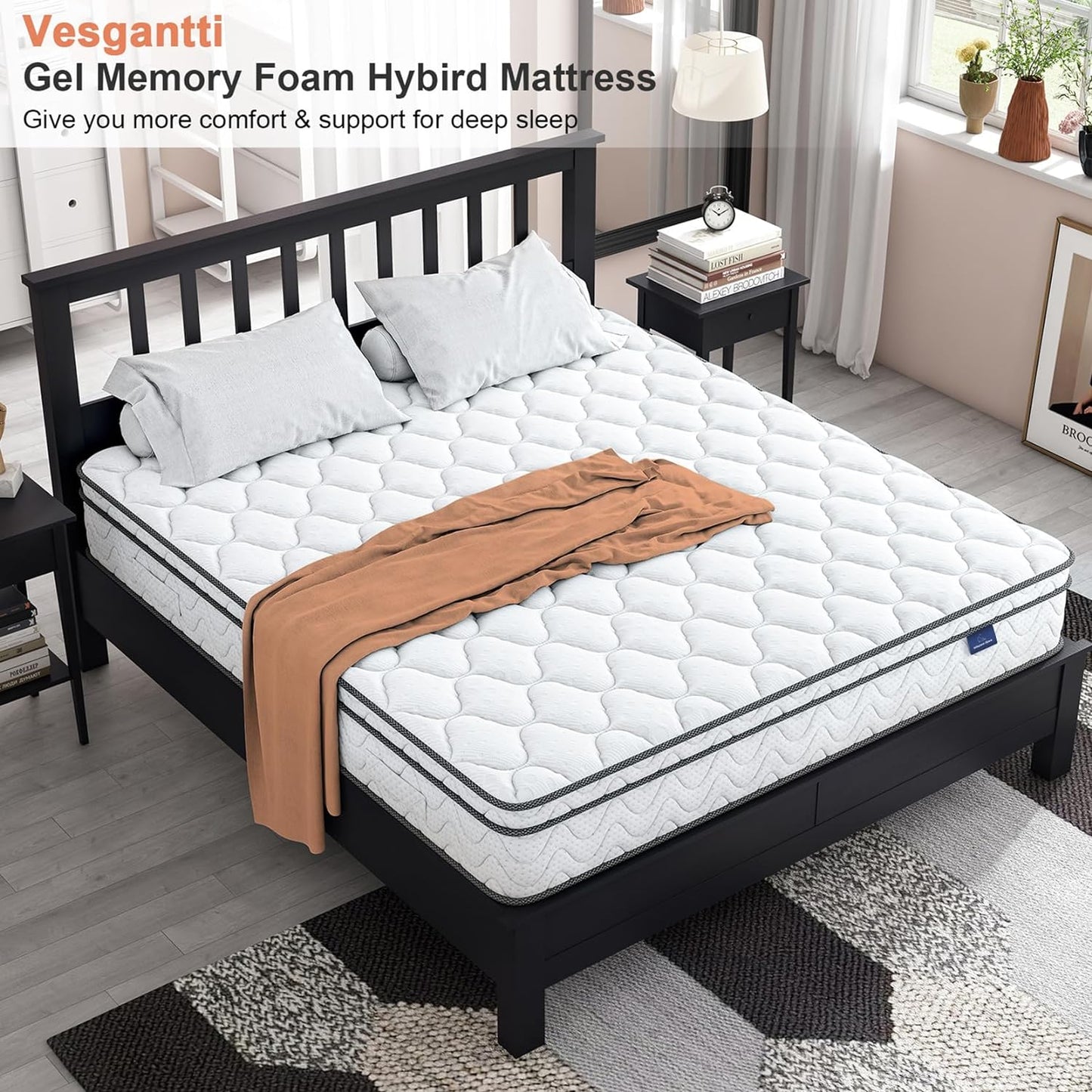 NEW - Vesgantti Twin Mattress, 10 Inch Hybrid Twin Size Mattress in a Box, Single Bed Mattress with Memory Foam and Pocket Spring, Ergonomic Design & Pressure Relief, Medium Firm Feel, 39"*75"*10" - Retail $219
