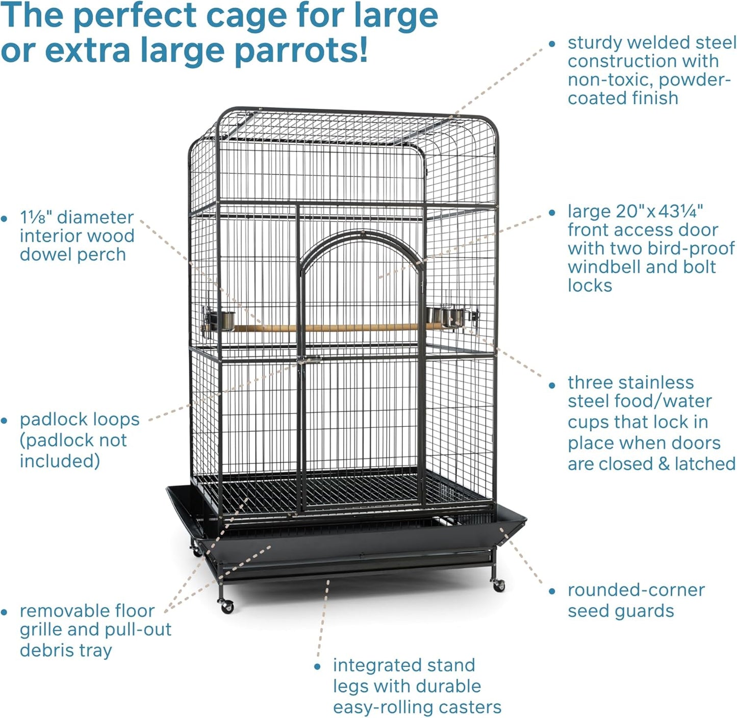 NEW - Prevue Pet Products Empire Bird Cage, X-Large, Black Hammertone,46" L x 36" W x 78 1/4" H - Rtail $657