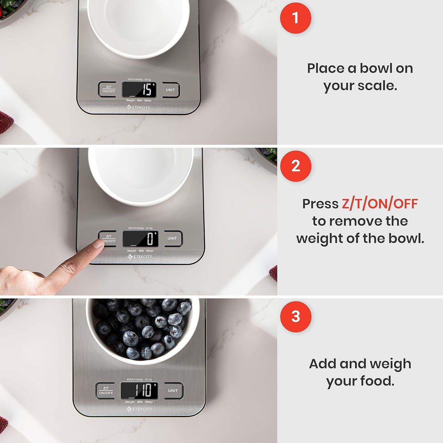 Etekcity Food Scale, Digital Kitchen Scale, 304 Stainless Steel, Weight in Grams and Ounces for Baking, Cooking, and Meal Prep, LCD Display, Medium - Retail $13