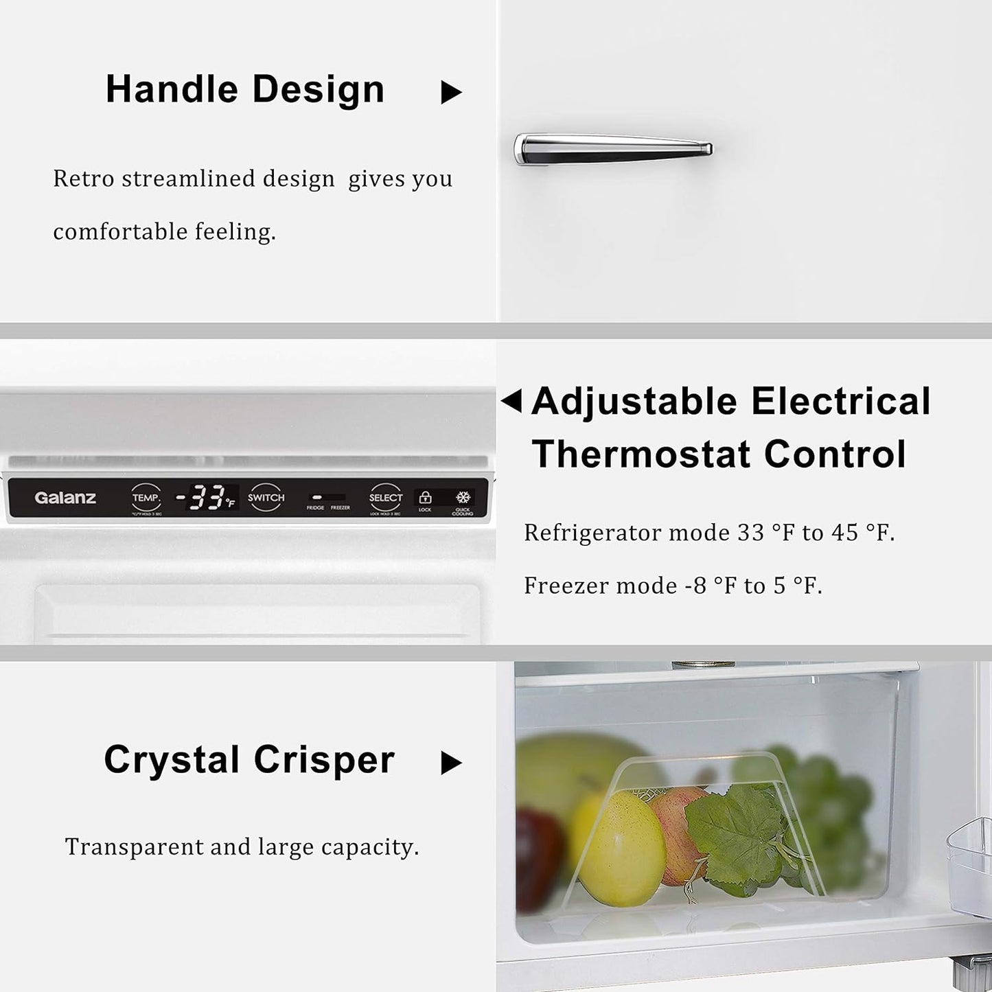 Galanz GLF11UWEG16 Convertible Freezer/Fridge, 11 Cu.Ft, Retro - Retail $895