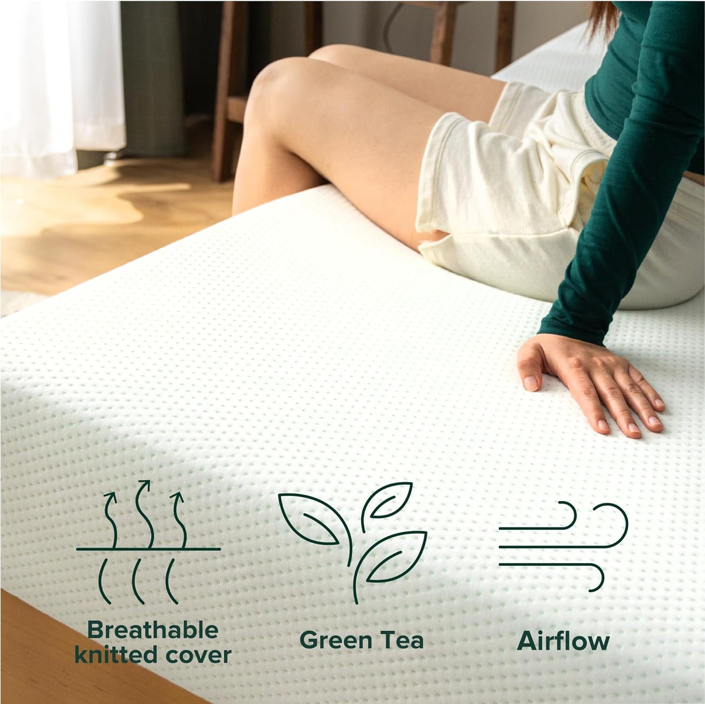 NEW - Zinus Twin 6 Inch Green Tea Memory Foam Mattress [New Version], Fiberglass Free, Medium Firm Feel, Zoned Pressure Relief, Certified Safe Foams & Fabric, Bed-in-A-Box, Twin - Retail $103
