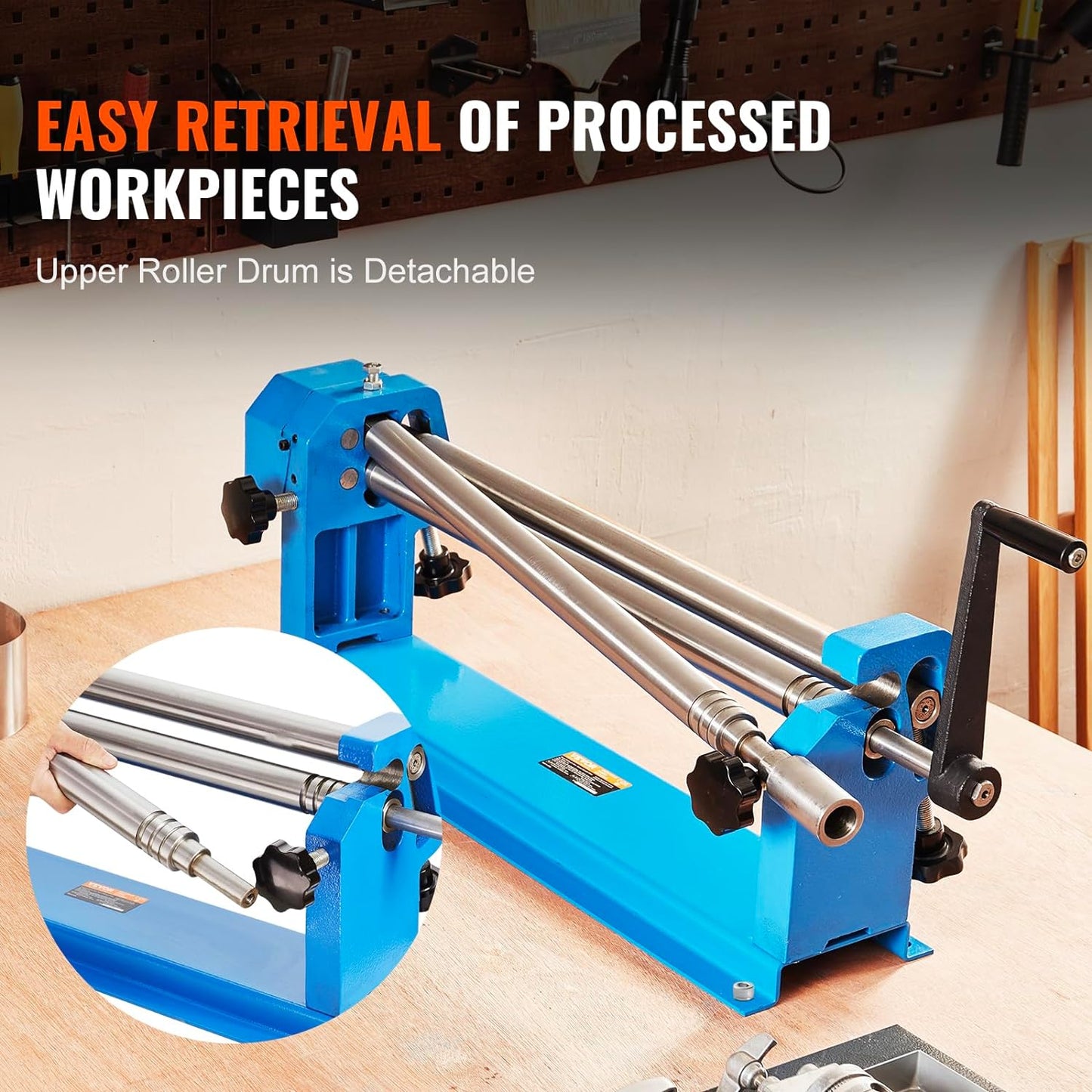 VEVOR Slip Roll Machine, 24 inches Forming Width in 16 Gauge Capacity, Sheet Metal Slip Roller Rolling Bending Machine, with 2 Detachable Rollers for Low Carbon Steel Copper Sheet Aluminum Alloy Sheet - Retail $233