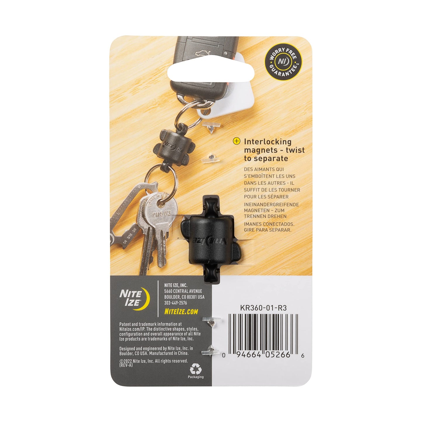 Nite Ize Polycarbonate Keyring 360 Magnetic Quick Connector, Magnetic Locking Split Rings for Keys