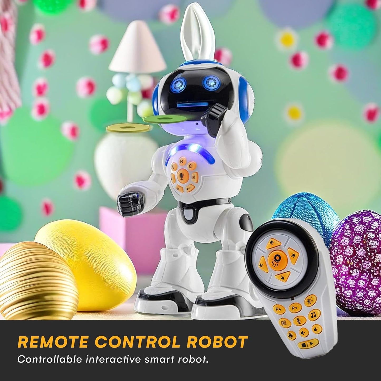 Programmable LED RC Robot Toys - Interactive 12-inch Tall Dancing and Talking Robot for Kids - Retail $33