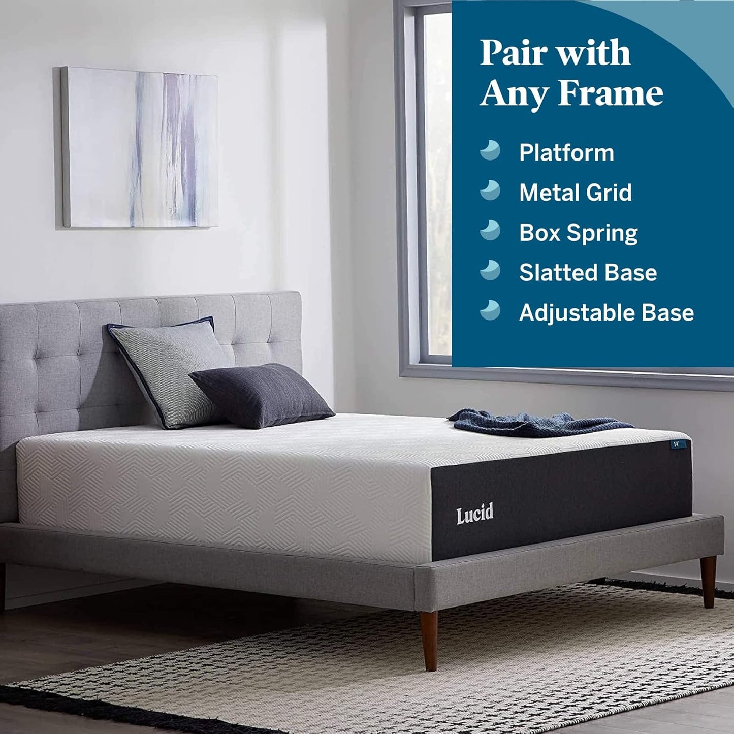NEW - LUCID CALI KING 14 Inch Memory Foam Mattress - Plush Feel - Memory Foam Infused with Bamboo Charcoal and Gel - Temperature Regulating - Pressure Relief - Breathable - Premium Support - California King Size - Retail $649