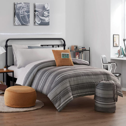 NEW - VCNY Home - Twin Bed in a Bag, 10-Piece Bedding Set with Matching Sheets & Decorative Pillow, Cozy Room Decor (Grey, Twin/Twin XL) - Retail $109