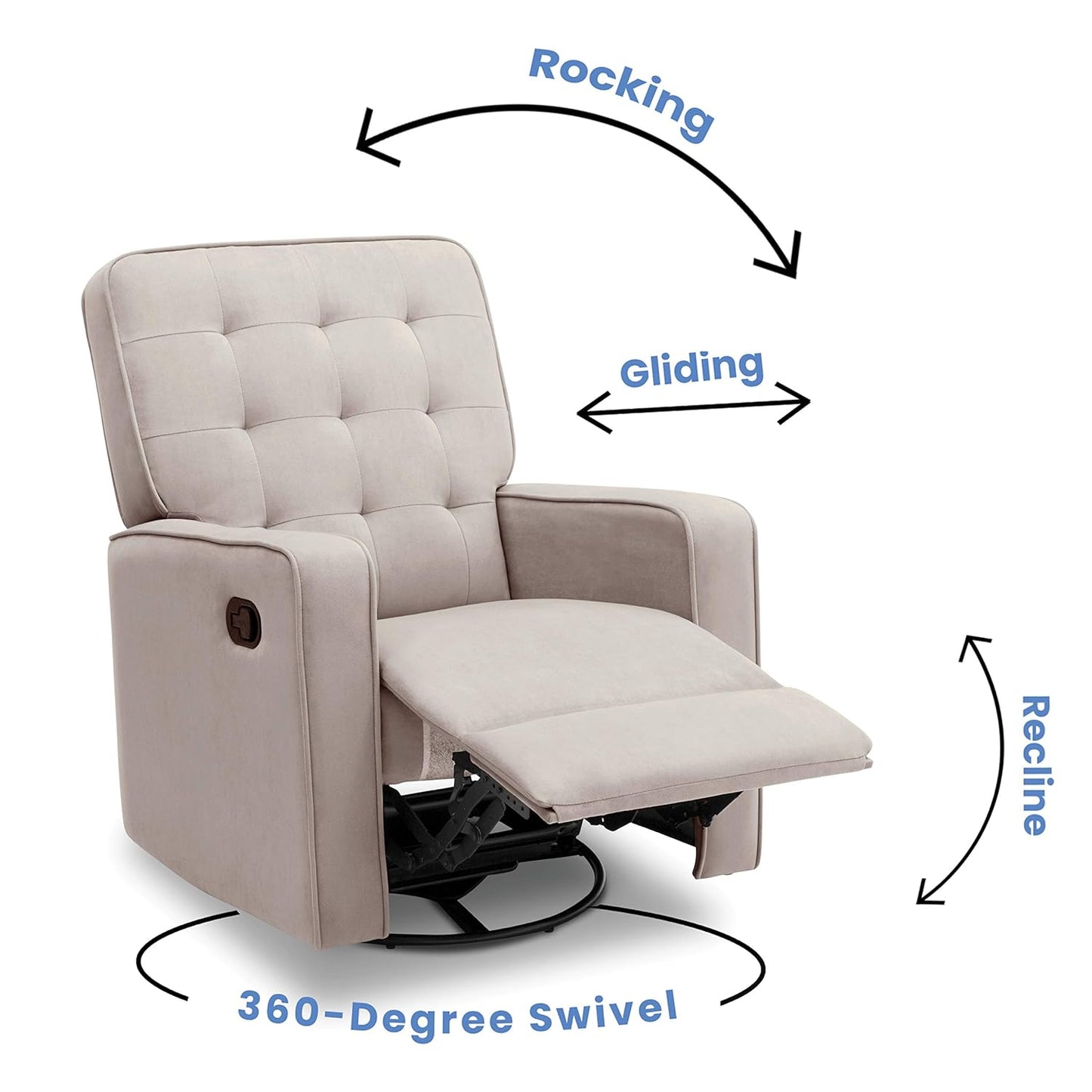 NEW in Box - Delta Children Gavin Recliner Glider Swivel Chair Featuring LiveSmart Fabric by Culp - Stain-Resistant - Retail $299