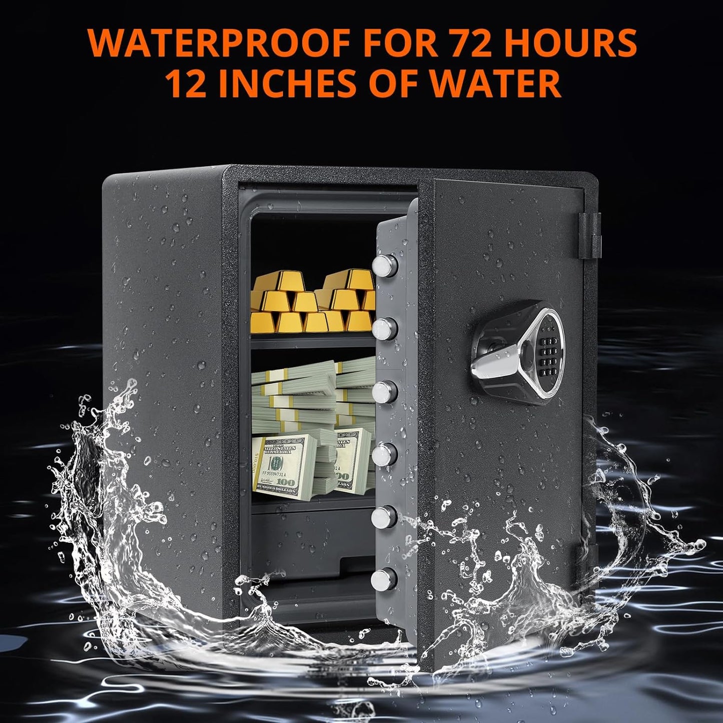 Fireproof and Waterproof Safe Box, 5.48 Cubic Feet Extra Large Lock Box, Home Safe with Programmable Keypad and Inner Lock, Security Safe - Retail $496
