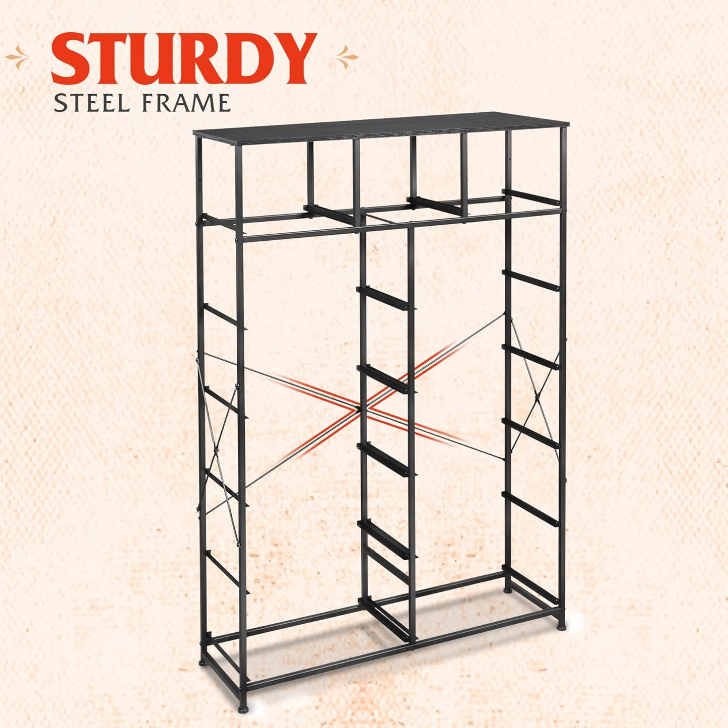 NEW - WLIVE Tall Dresser for Bedroom with 13 Drawers, Storage Dresser Organizer Unit, Fabric Dresser for Bedroom, Closet, Chest of Drawers, Steel Frame, Wood Top, Charcoal Black Wood Grain Print - Retail $110